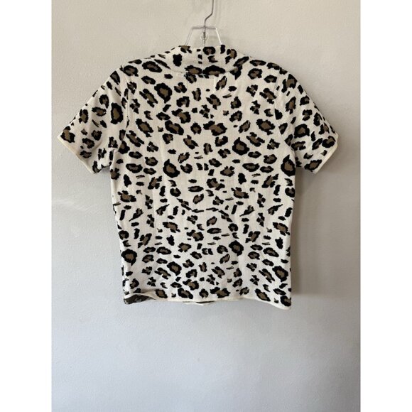 $118 Anthropologie Field Flowers Naomi Mock Neck Sweater Tee Leopard Extra SMALL - Picture 5 of 5